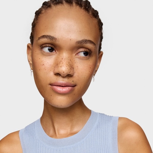 Silver Hoop earrings with heart motif TOUS Motifs