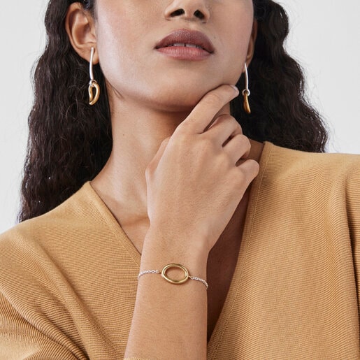 צמיד TOUS Hav בשני גוונים מוורמיל כסף, עם טבעת