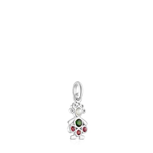 Pendentif TOUS Mama petite fille boucles en Argent et Pierres précieuses