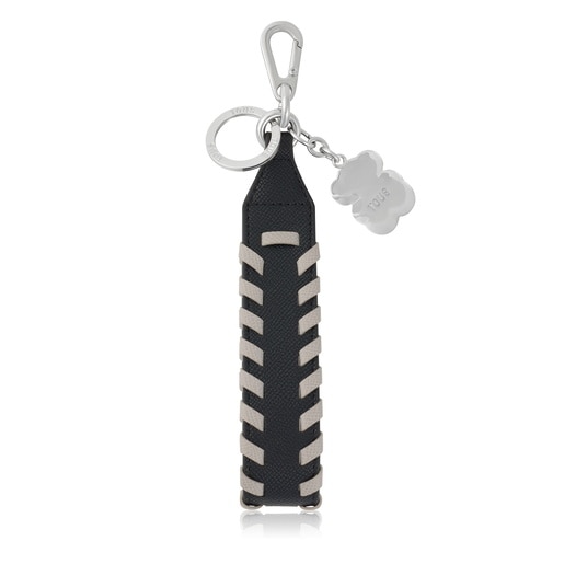 Black and gray Key ring Ribbon Braid