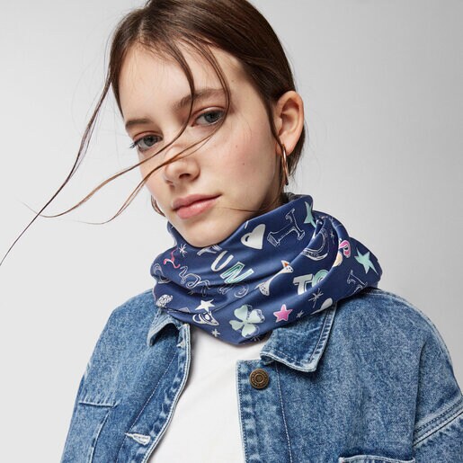 Квадратный темно-синий шарф TOUS Samba