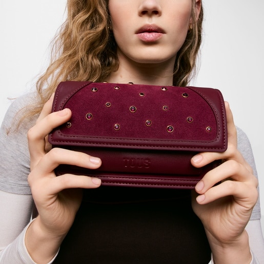 Small burgundy-colored Crossbody bag TOUS Audree Strass