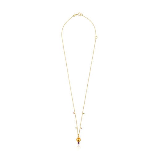 Gold Virtual Garden Necklace with citrine and gemstones