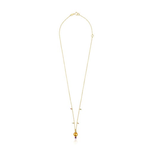 Gold Virtual Garden Necklace with citrine and gemstones