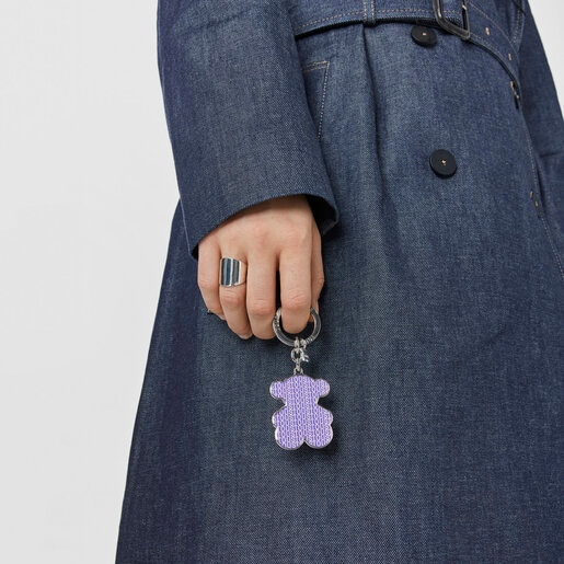 Kroužek na klíče s medvídkem TOUS Pix v barvě lila