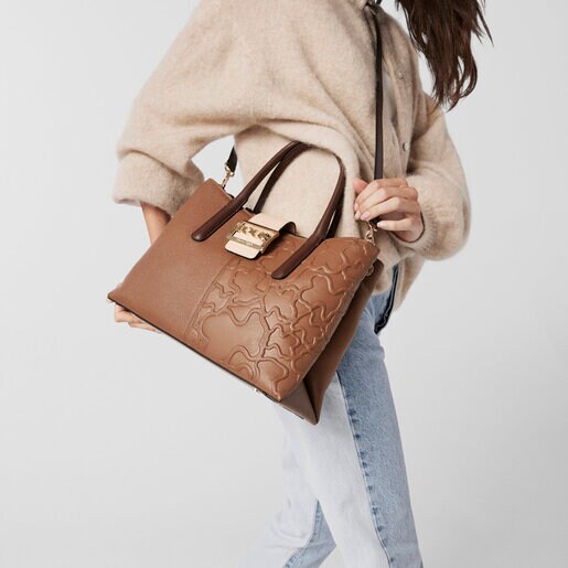 City grande Tous Icon de piel marrón y beige