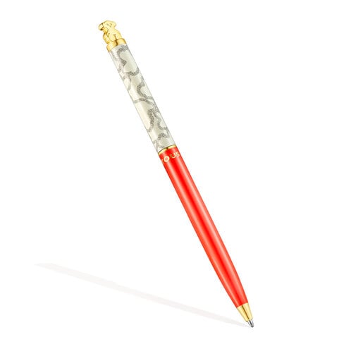 Stift TOUS Kaos Ballpoint aus goldfarbenem IP-Stahl mit Lackierung in Rot