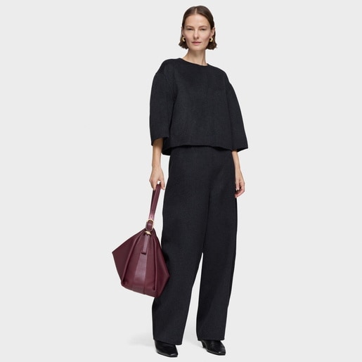 Saca de piel burdeos TOUS Fold