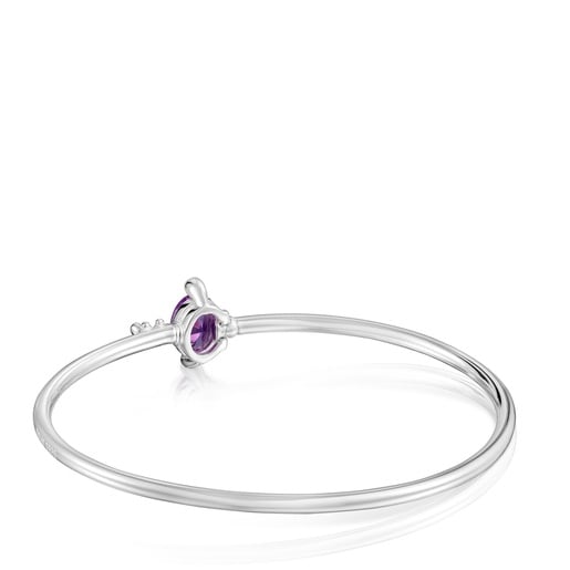 Bracelet manchette en argent et saphir lilas créé en laboratoire TOUS Color Lab