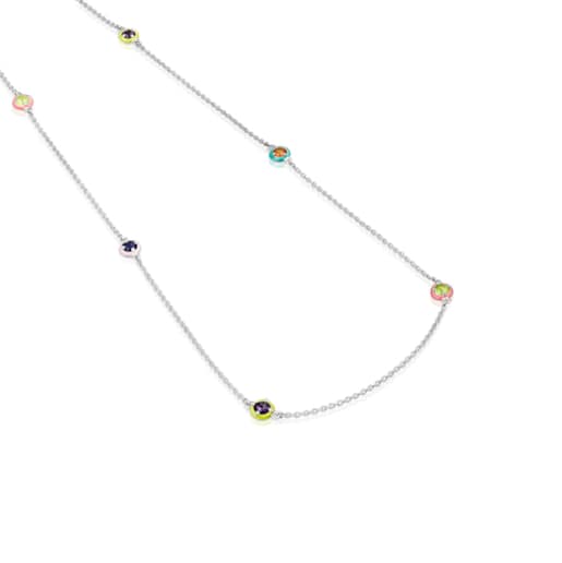 Silver TOUS Vibrant Colors Necklace with gemstones and enamel