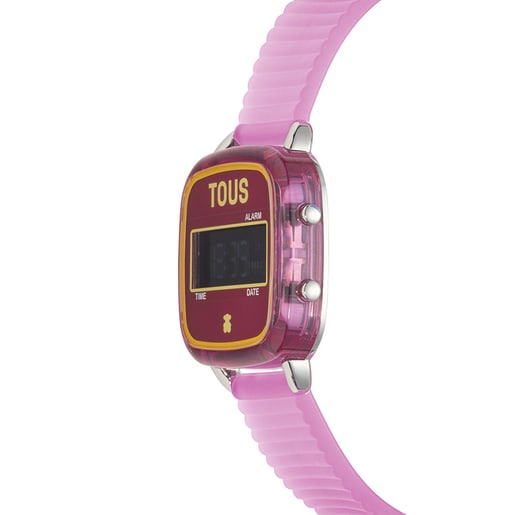 Fuchsia polycarbonate Digital watch with silicone strap D-Logo Fresh | TOUS