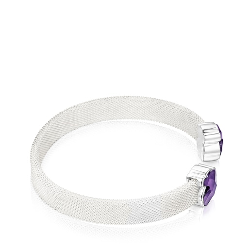 Silver Mesh Color Bracelet with Amethyst
