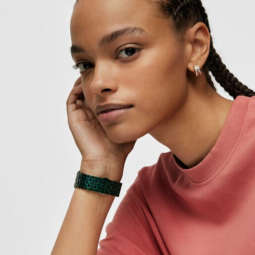 D-Logo Digital watch with steel strap