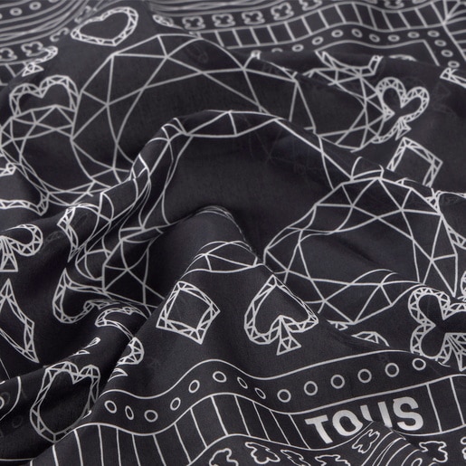 Pañuelo cuadrado pequeño negro TOUS All in Bandana