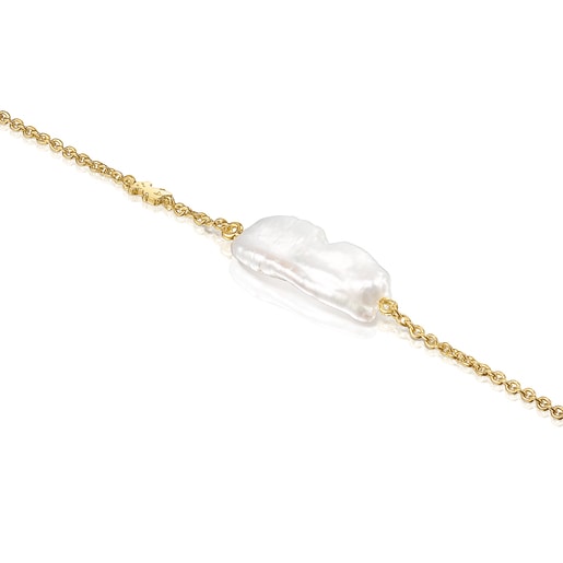 Pulsera con baño de oro 18 kt sobre plata y perla TOUS Pearls