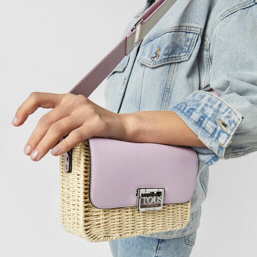 モーブカラーのラフィア製クロスボディバッグ TOUS Legacy Summer