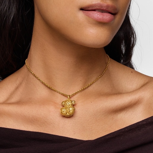 Colgante oso calado con baño de oro 18 kt sobre plata Bold Bear