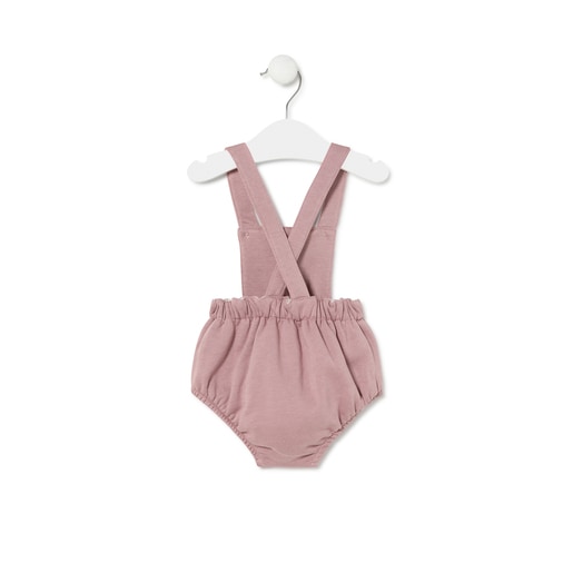 Dungarees-style baby romper in Classic pink