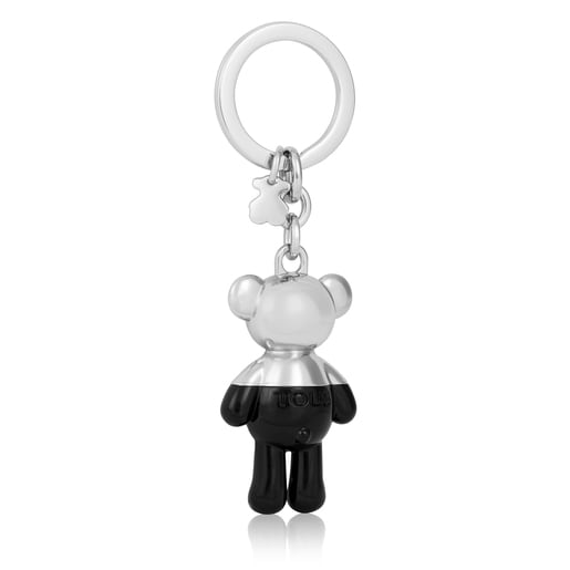 Silver and black-colored Teddy Bear Key ring | TOUS