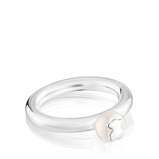 Silver and cultured pearl Ring TOUS Icon Pearl