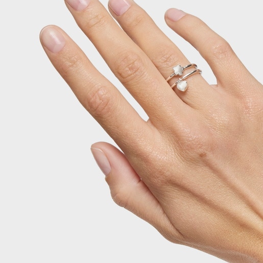 Silver TOUS Mini Icons flower-heart motifs Rings set