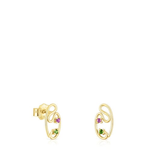 Gold Tsuri earrings with gemstones