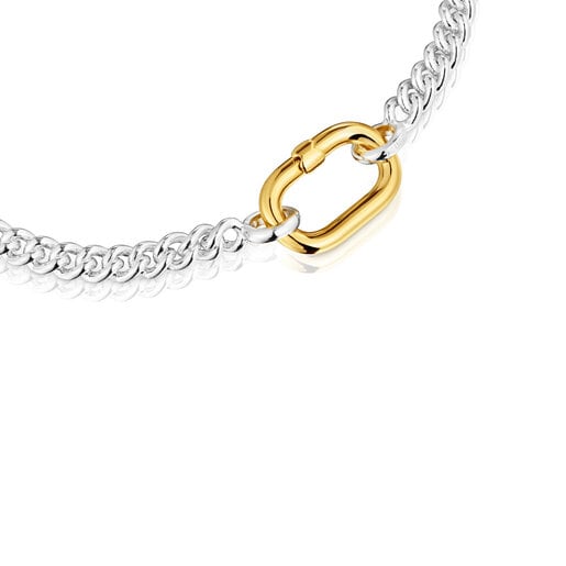 Bracelet en argent avec anneau bicolore Hold Oval