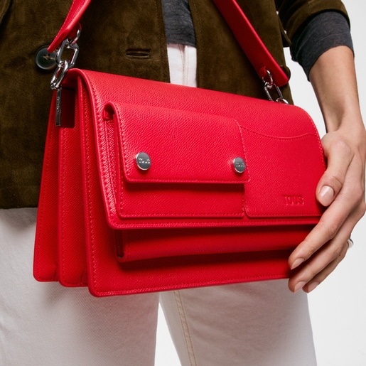 Sac à bandoulière rouge moyen TOUS Audree Pockets