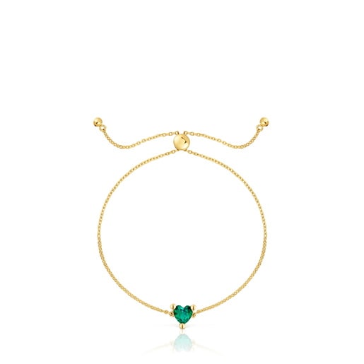 18kt gold plating over silver chain Bracelet with laboratory-grown emerald Garden of Love LGG