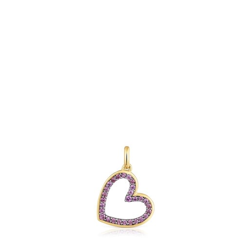 Colgante corazón de oro de 14 kt y rodolita Medallions
