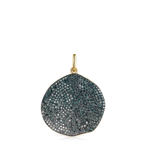 Gold ATELIER Nenufar Pendant with blue Diamonds