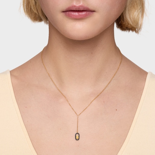 Collar con baño de oro 18 kt sobre plata y espinelas Camille