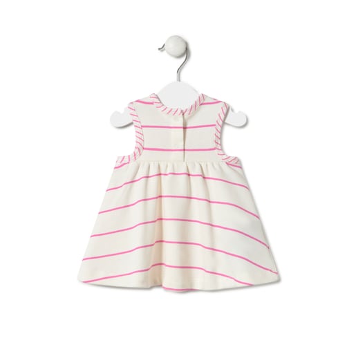 Girls stripy dress in Vibrant pink