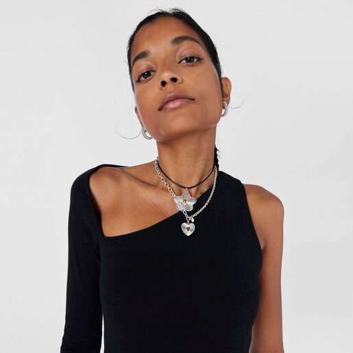 תליון Iris Motif גדול מכסף ומוורמיל כסף