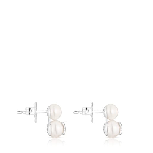 Pearl and silver Double earrings TOUS Icon Pearl