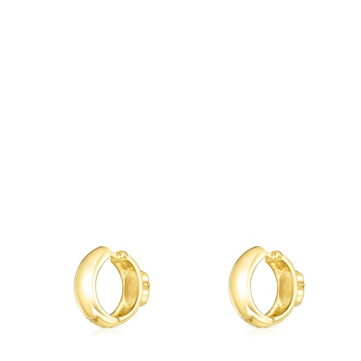 Aretes pequeños Icon Color con baño de oro 18 kt sobre plata y malaquita