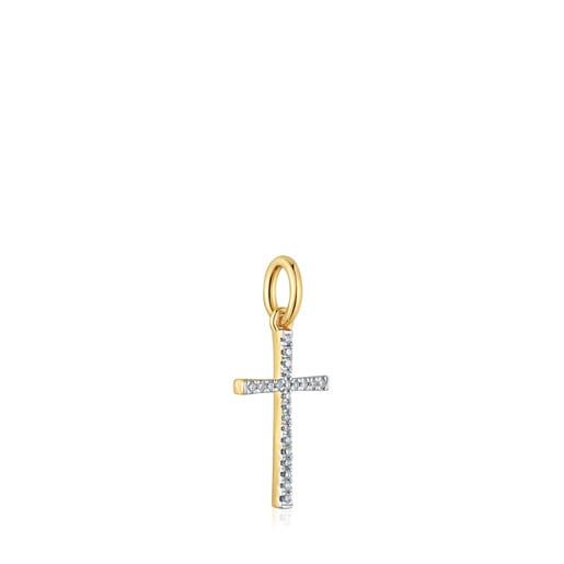 Wisiorek ze złota i diamentów w kształcie krzyża Basics