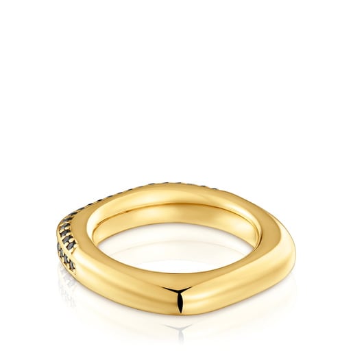 Bague en argent plaqué or 18 ct et spinelles Line