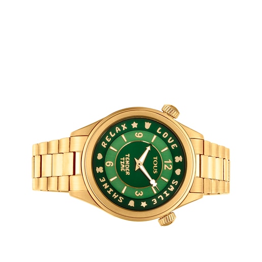 Stainless steel Tender Time Watch with green dial | TOUS