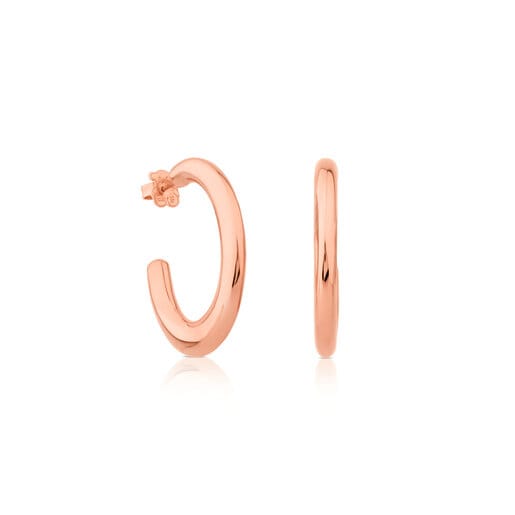 Aretes aro Warm con baño de oro rosa 18 kt sobre plata