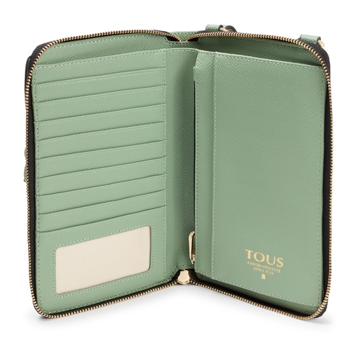 カーキのウォレット付きハンギング・スマホポシェット TOUS La Rue