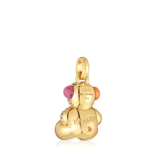 18kt gold plating over silver vibration bear Pendant with gemstones TOUS X LEA COLOMBO