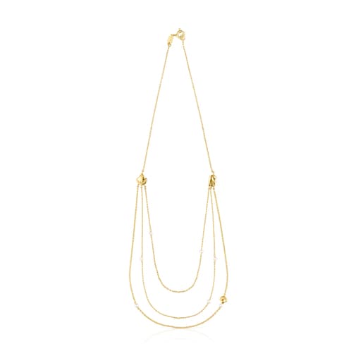 Gold Oceaan shells-chains Necklace with pearls