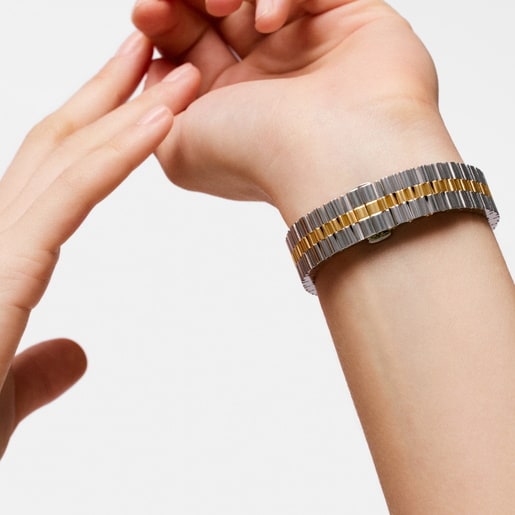 Reloj analógico con brazalete de acero, acero dorado y esfera de nácar EPIC ICON