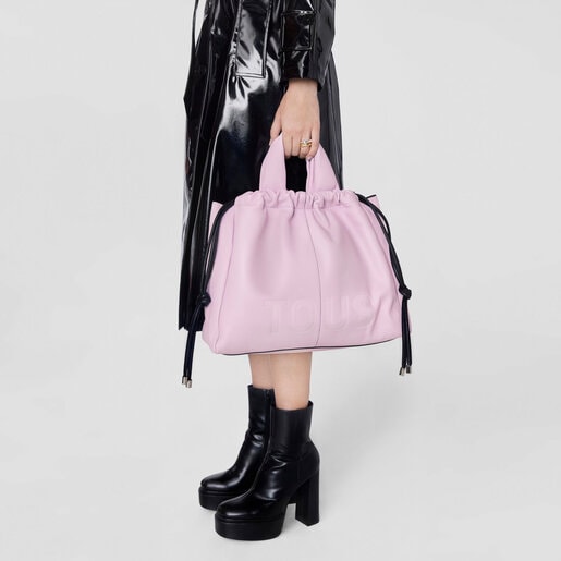 תיק כתף TOUS Cloud גדול מעור בצבע סגול בהיר