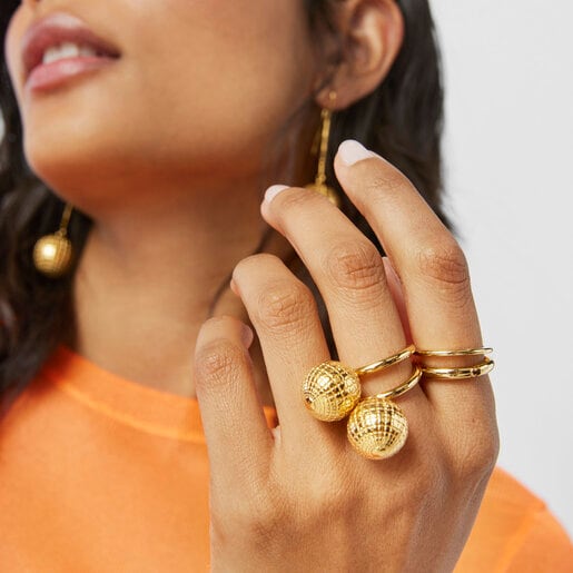 خاتم TOUS Beach Disco من فيرميل الفضة مع كُرة ودبدوب