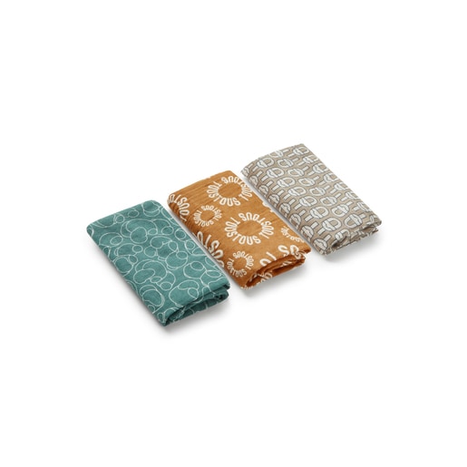 Pack of 3 muslins in MMuse multicolour