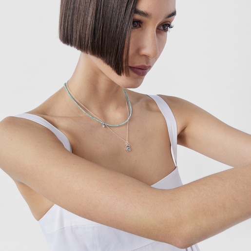 シルバーにセラミックが付いたネックレス Super Power