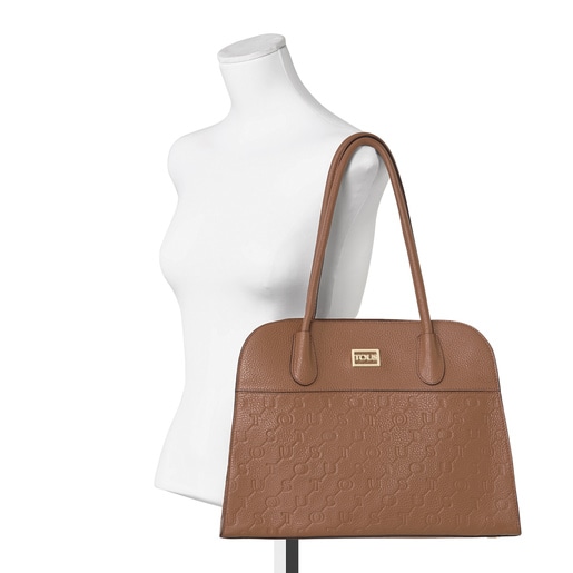 Коричневая кожаная сумка-city T Script