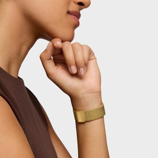 Analog watch with gold-colored steel bracelet D-Bear Party